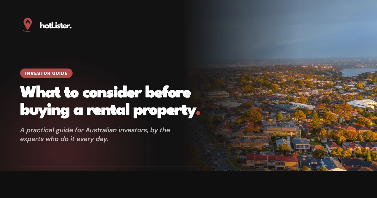 Aerial view of an Australian suburb at sunset, the cover image for the rental property investor guide.